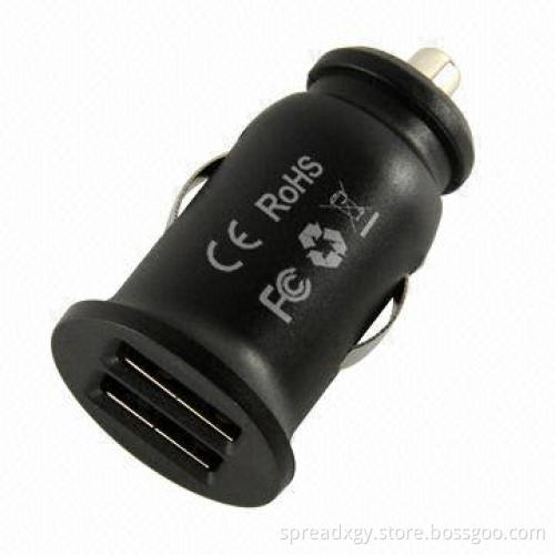 2-USB Car Charger for Mobile Phones, iPhone and iPod